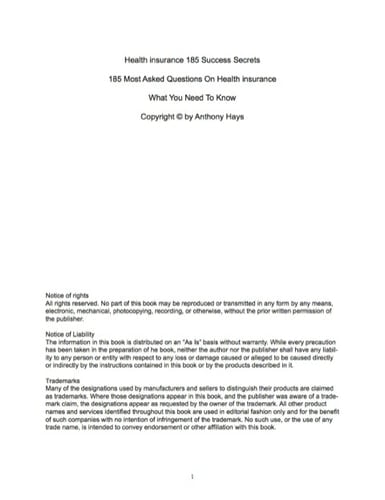 Health insurance 185 Success Secrets - 185 Most Asked Questions On Health insurance - What You Need To Know