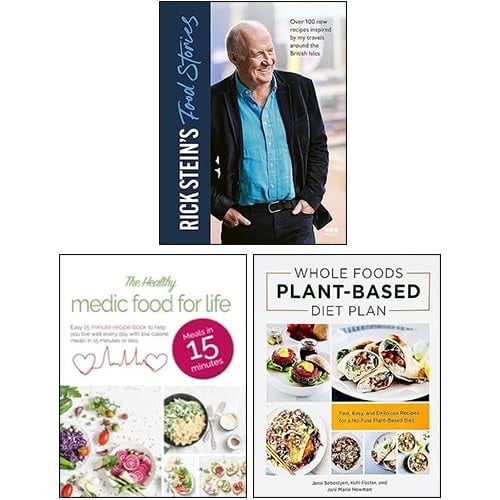 Rick Stein’s Food Stories, The Healthy Medic Food for Life & Whole Foods Plant-Based Diet Plan 3 Books Collection Set