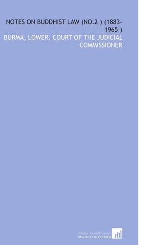 Notes on Buddhist Law (No.2 ) (1883-1965 )