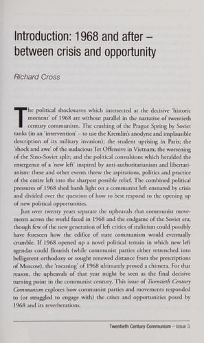 1968 and After Between Crisis and Opportunity