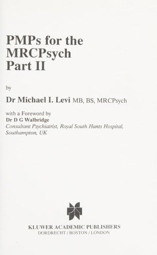 Pmp's for the Mrcpsych, Pt.2