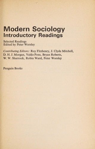 Modern Sociology: Introductory Readings (Penguin education)