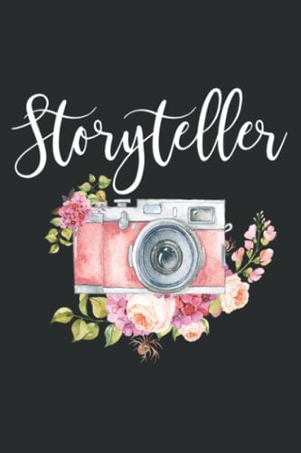 Photographer Gif for Women Storyteller Camera Flowers: Wide Ruled Line Paper, 120 Pages, 6 x 9 Inches, Lined Notebook Journal for Work, School and College Supplies