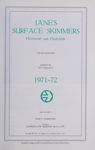 Jane's Surface Skimmers Hovercraft and Hydrofoils. 1971-72: 5th ed