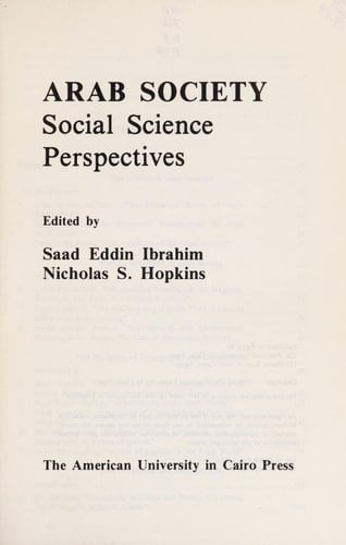Arab Society Social Science Perspectives