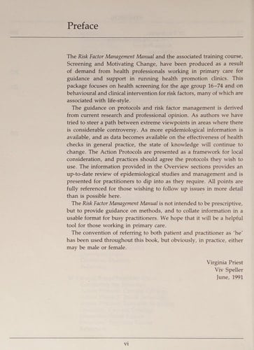 Risk Factor Management Manual