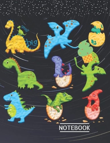 Cute Dinosaur Lined Notebook: Cute Dinosaur Cover Lined Notebook Journal for Kids for Writing, Sketching, Doodling, Journaling, and Notes, White Paper, 8.5"x11"