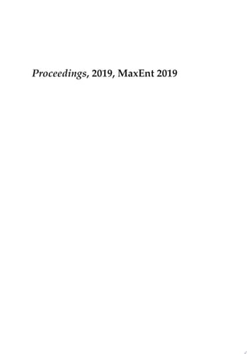 Proceedings, 2019, MaxEnt 2019