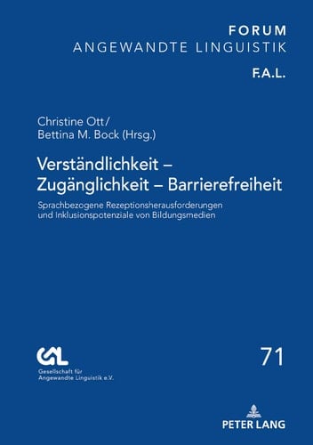 Verstaendlichkeit - Zugaenglichkeit - Barrierefreiheit Sprachbezogene Rezeptionsherausforderungen und Inklusionspotenziale Von Bildungsmedien
