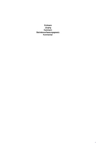 Betriebsverfassungsgesetz Kommentar für die Praxis