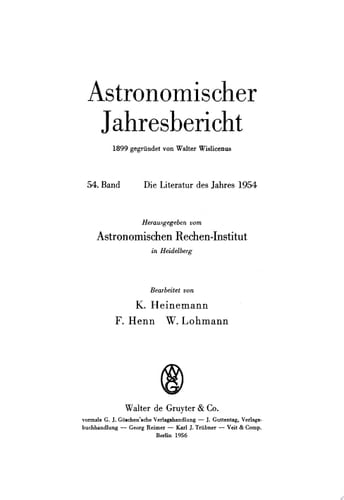 Die Literatur des Jahres 1954