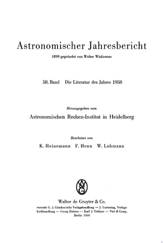 Die Literatur des Jahres 1958