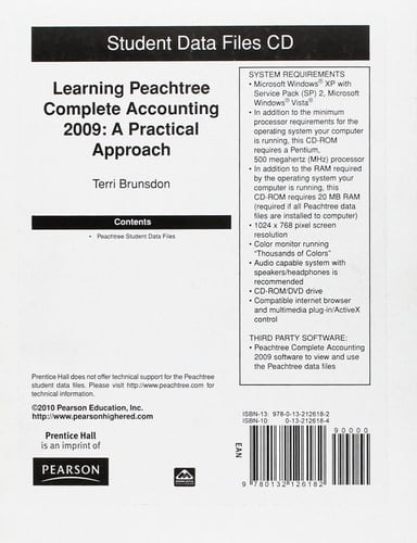 Learning Peachtree 2009, Learning Peachtree Complete Accounting 2009