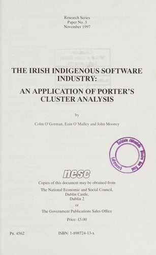 The Irish Indigenous Software Industry An Application of Porter's Cluster Analysis