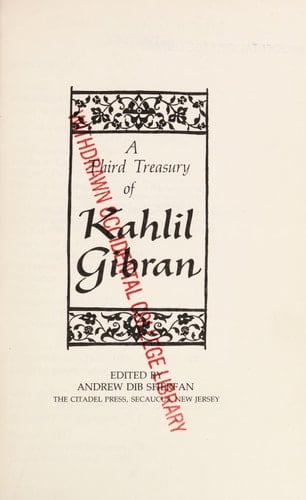 A Third Treasury of Kahlil Gibran