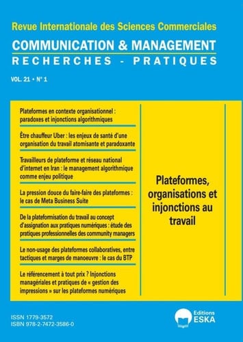 Communication et Management 1-2024: Plateformes, Organisations et injonctions au travail