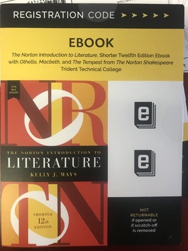 The Norton Introduction to Literature 2016 MLA Update (Shorter Twelfth Edition) - Ebook Access Code for Trident Technical College