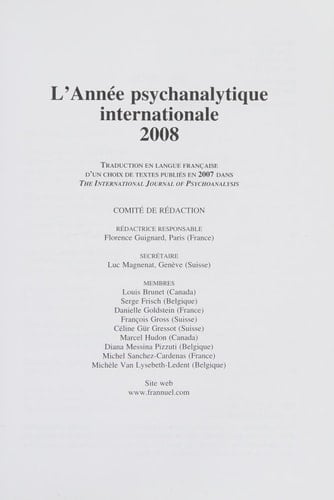 L'année psychanalytique internationale 2008