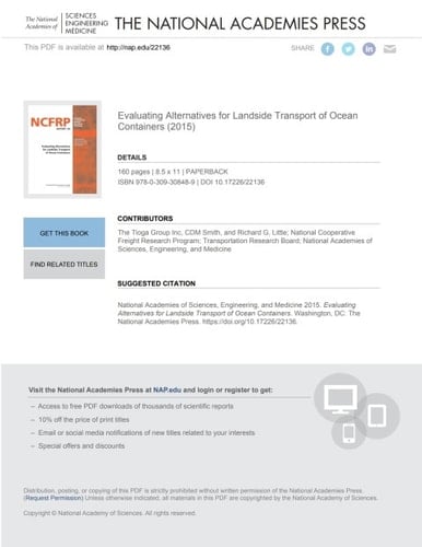 Evaluating Alternatives for Landside Transport of Ocean Containers