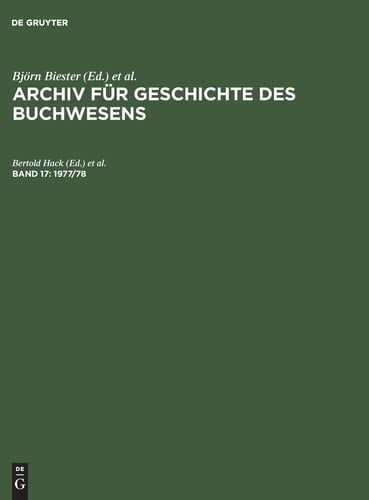Archiv für Geschichte des Buchwesens, Band 17, 1977/78