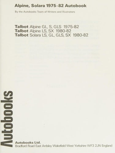 Alpine, Solara, 1975-82 Autobook