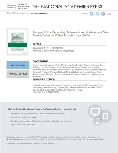 Mapping Voids, Debonding, Delaminations, Moisture, and Other Defects Behind or Within Tunnel Linings
