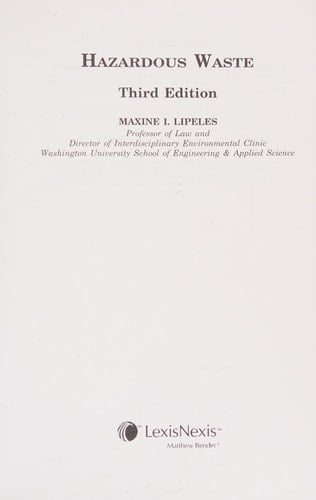 Hazardous Waste, Third Edition 1997