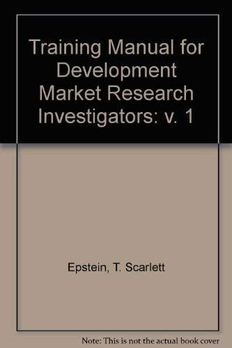A Training Manual for Development Market Research (DMR) Investigators