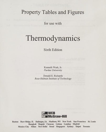 Thermodynamics Tables and Figures Supplement