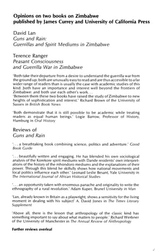 Guns and Rain Guerillas and Spirit Mediums in Zimbabwe