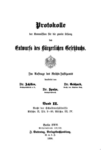Recht der Schuldverhältnisse. Abschn. II, Tit. 2–20, Abschn. III, IV.