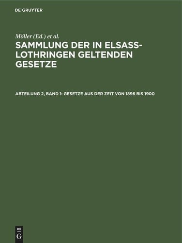 Gesetze Aus der Zeit Von 1896 Bis 1900