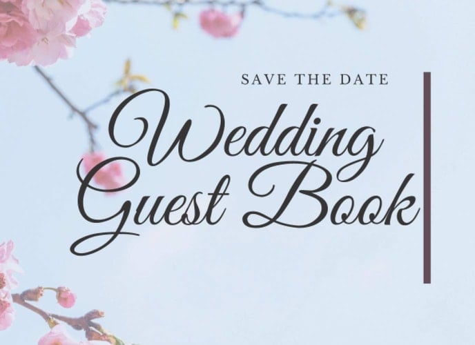 SAVE THE DATE WEDDING GUEST BOOK: Pink flower Design - Guest Book For Memorial / Messages Book - 8.25"x6"