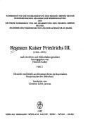 Regesten Kaiser Friedrichs III. (1440-1493). Nach Archiven und Bibliotheken geordnet : Die Urkunden und Briefe aus den Archiven des Kantons Zürich (vornehmlich aus dem Staatsarchiv Zürich). Bearbeitet von Alois Niederstätter
