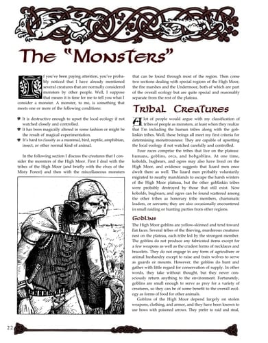 Elminster's Ecologies Appendix The High Moor and the Serpent Hills