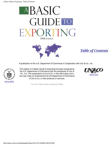 Basic Guide to Exporting 1998