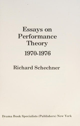 Essays on performance theory, 1970-1976