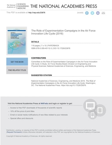 The Role of Experimentation Campaigns in the Air Force Innovation Life Cycle