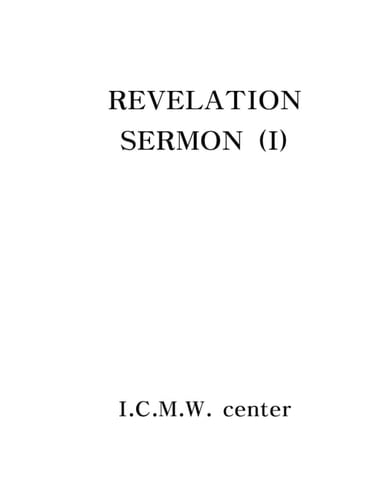 REVELATION SERMON (I)