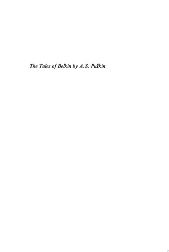 The Tales of Belkin by A. S. Puškin