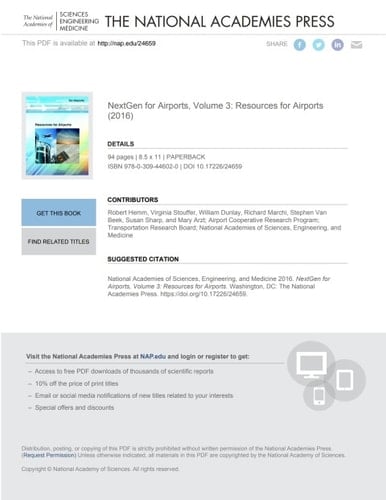 NextGen for Airports, Volume 3: Resources for Airports