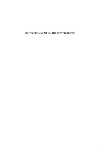 British Comment on the United States A Chronological Bibliography, 1832–1899