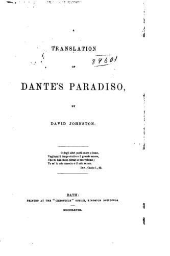 A Translation of Dante's Paradiso