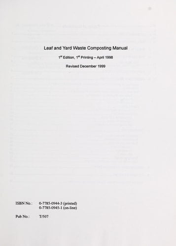 Leaf and Yard Waste Composting Manual