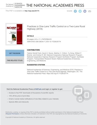 Practices in One-Lane Traffic Control on a Two-Lane Rural Highway