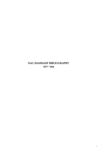 Nag Hammadi Bibliography 1970-1994