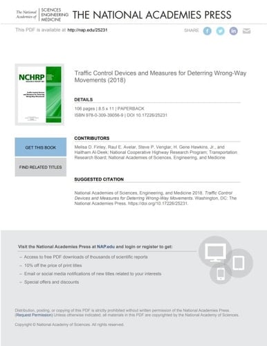 Traffic Control Devices and Measures for Deterring Wrong-Way Movements