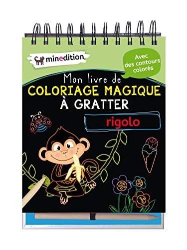 Mon livre de coloriage magique à gratter rigolo Avec un crayon en bois