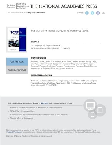 Managing the Transit Scheduling Workforce