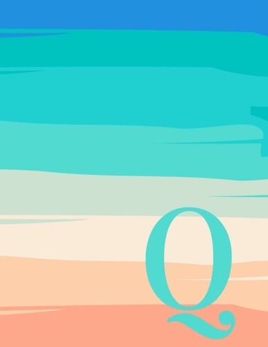 Notebook: Beach Themed Monogram Notebook Journal Letter Q . 8.5 x 11” lined, 100 pages